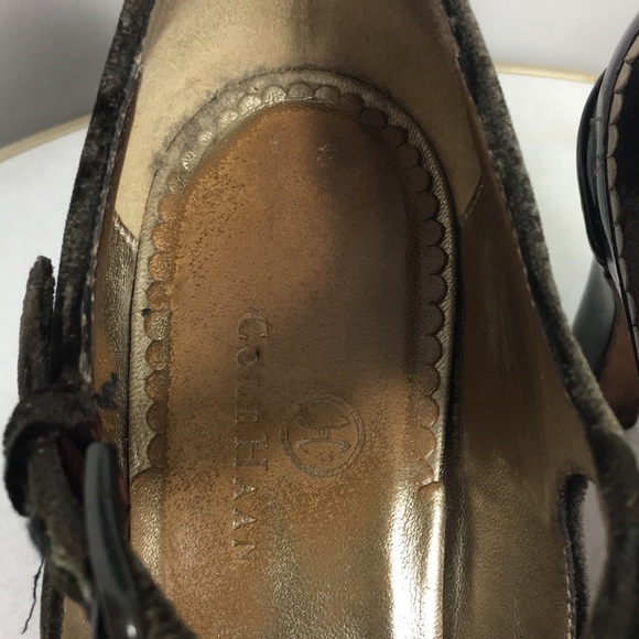 Vntg Cole Haan Fur Mohair Suede Strap Heel 8.5 - Picture 5 of 7